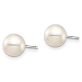 14k White Gold 6-7mm Black and White Round Freshwater Cultured Pearl 2 Pair Stud Post Earrings Set